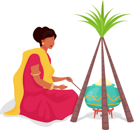 Woman cook traditional food Illustration