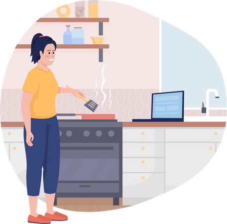 Woman cooking Illustration