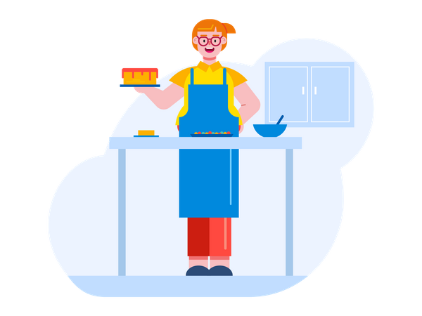 Woman cooking  Illustration
