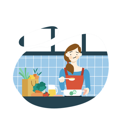 Woman cooking at Home  Illustration
