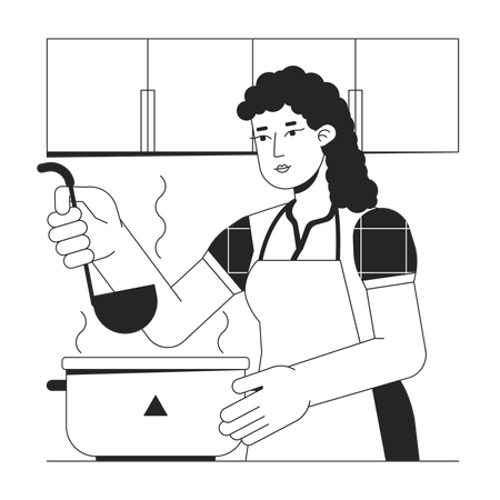 Woman cooking at home  Illustration