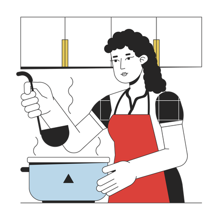 Woman cooking at home  Illustration