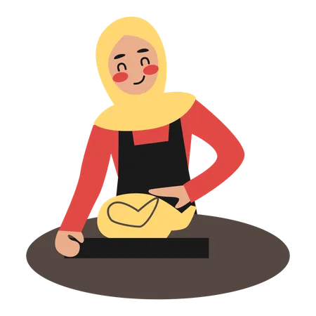 Woman Cooking Food  Illustration