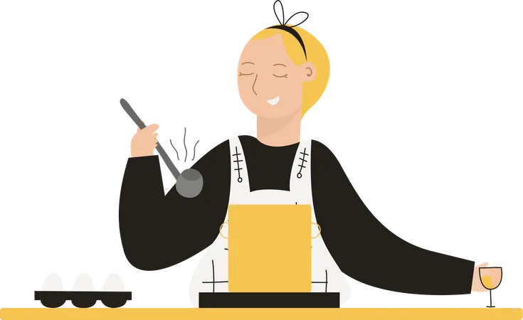 Woman cooking food  Illustration