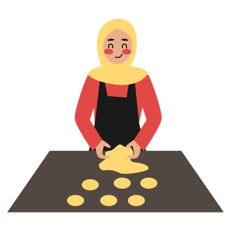 Woman Cooking Food  Illustration