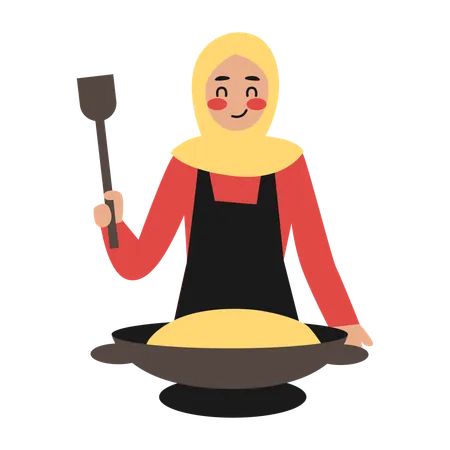 Woman Cooking Food  Illustration