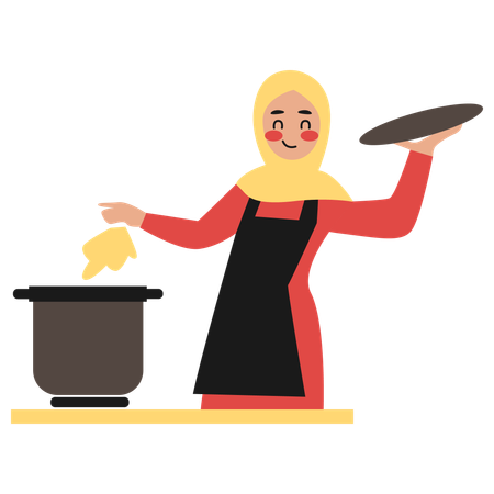 Woman Cooking Food  Illustration