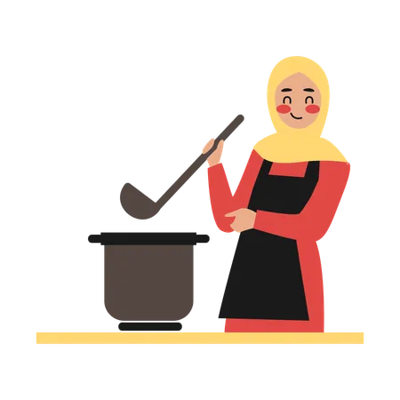 Woman Cooking Food  Illustration