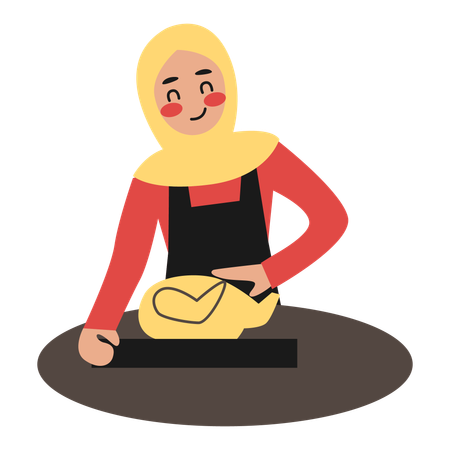 Woman Cooking Food  Illustration