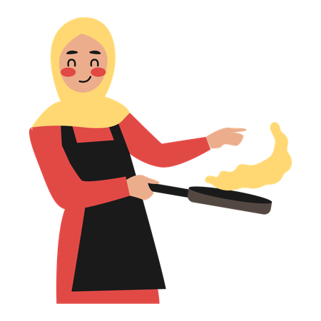 Woman Cooking Food  Illustration