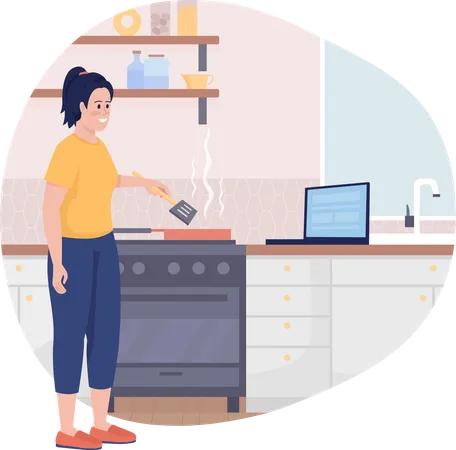 Woman cooking  Illustration