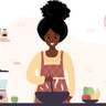 cooking in kitchen illustration