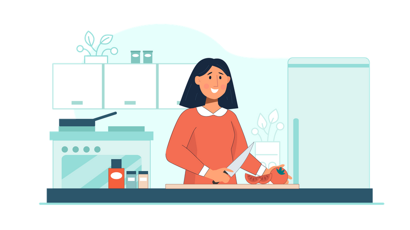 Woman cooking in kitchen  Illustration