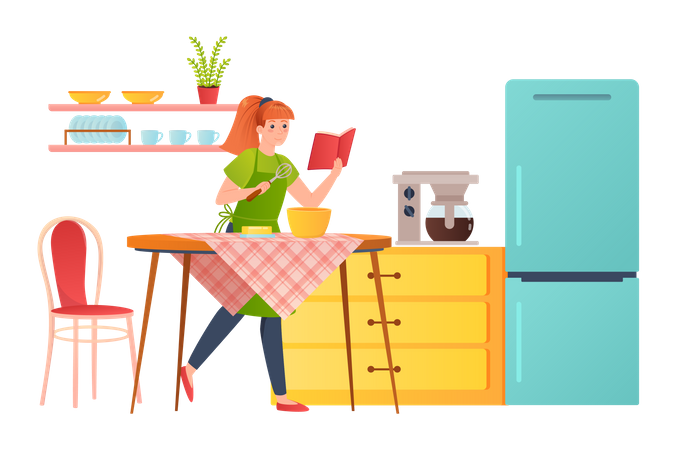 Woman cooking in kitchen  Illustration