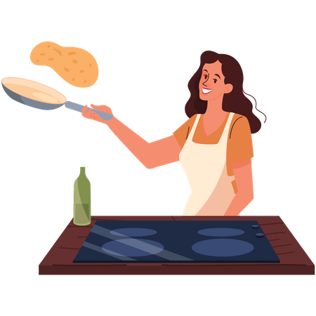 Woman cooking in kitchen  Illustration