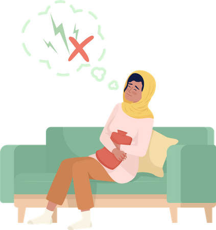 Woman coping with menstrual pain  Illustration