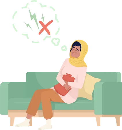 Woman coping with menstrual pain  Illustration