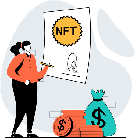 Woman create nft token  Illustration