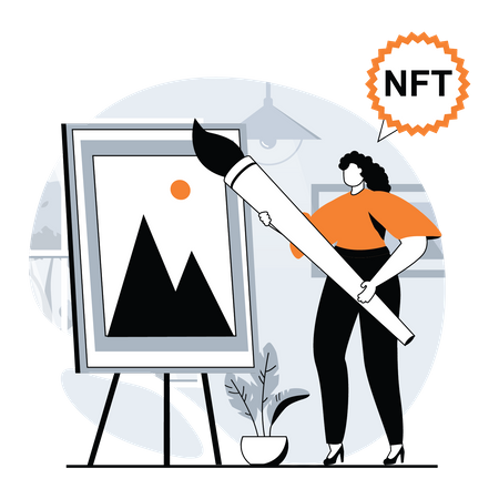 Woman create nft token  Illustration