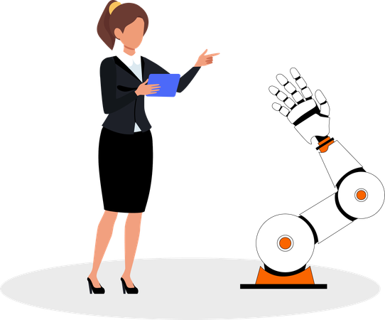 Woman Creating AI Robotics  Illustration