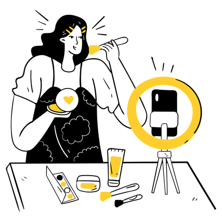 Woman Creating Beauty Tutorials  Illustration