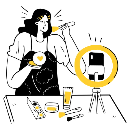 Woman Creating Beauty Tutorials  Illustration