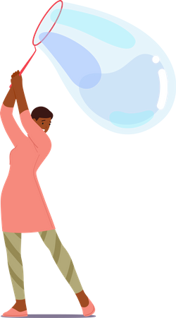 Woman Creating Enchanting Bubbles  일러스트레이션