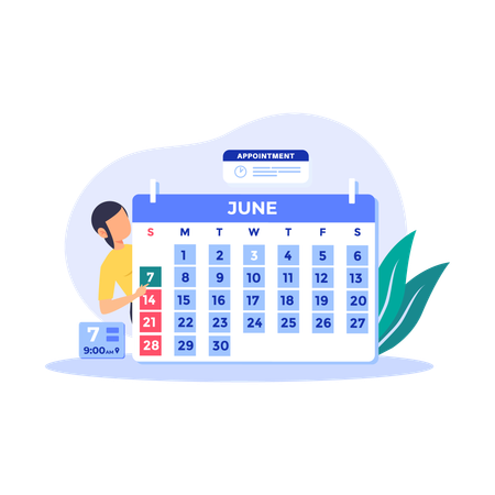 Woman creating meeting reminder  Illustration