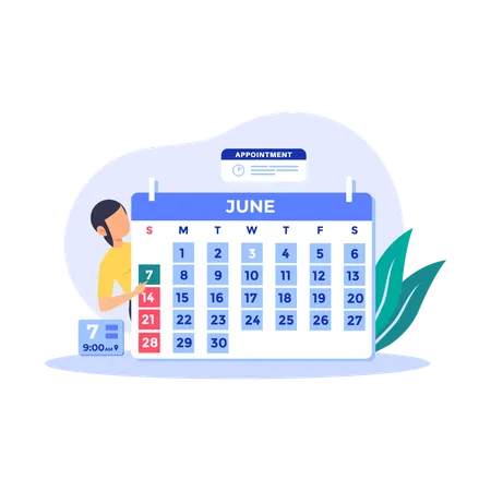 Woman creating meeting reminder  Illustration