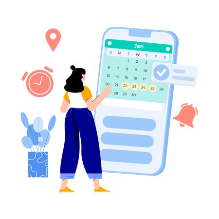 Woman creating meeting reminder  Illustration