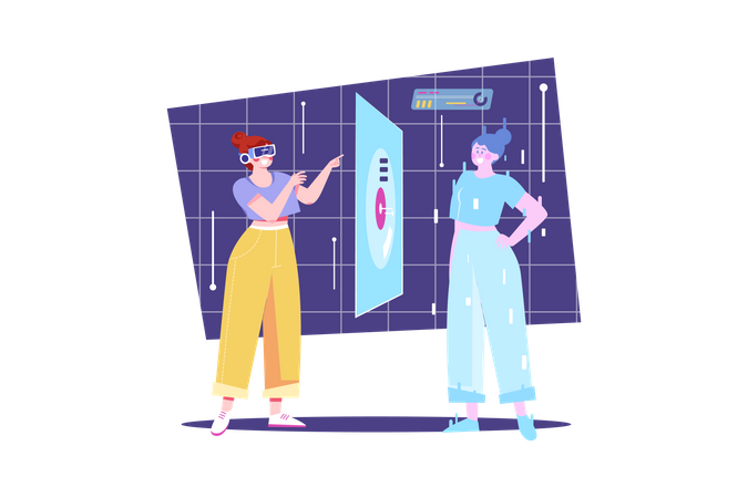 Woman creating metaverse avatar  Illustration
