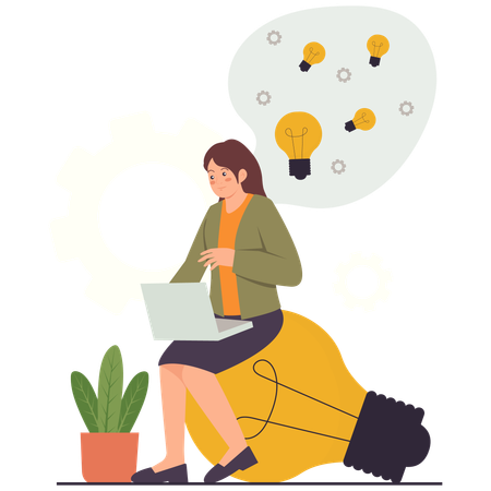 Woman Creating New Ideas  Illustration