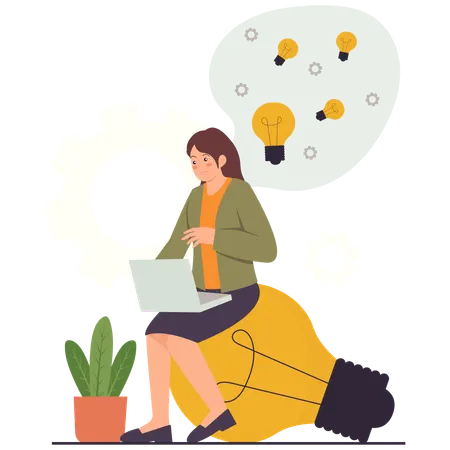 Woman Creating New Ideas  Illustration
