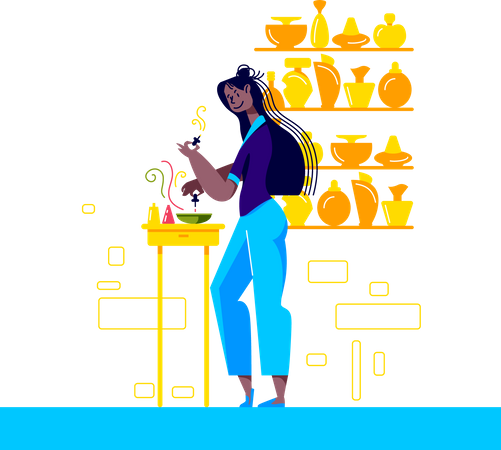 Woman creating new perfume  Illustration