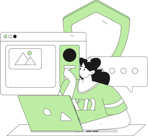 Woman creating online content  Illustration