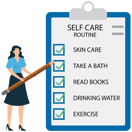 Woman Creating  Personal Self-Care Routine  Illustration