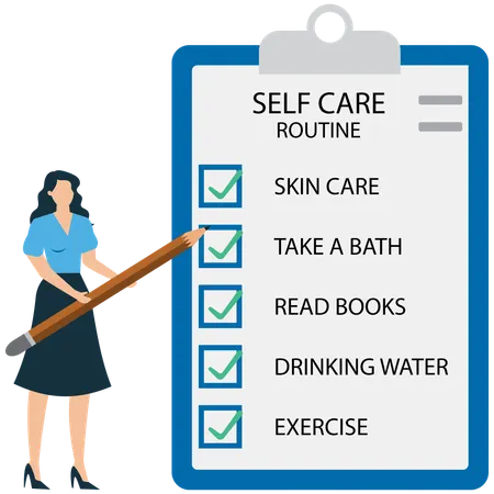 Woman Creating  Personal Self-Care Routine  Illustration