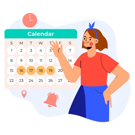 Woman creating reminder  Illustration