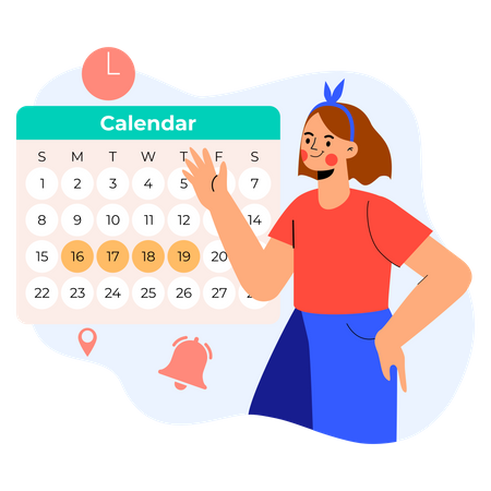 Woman creating reminder  Illustration
