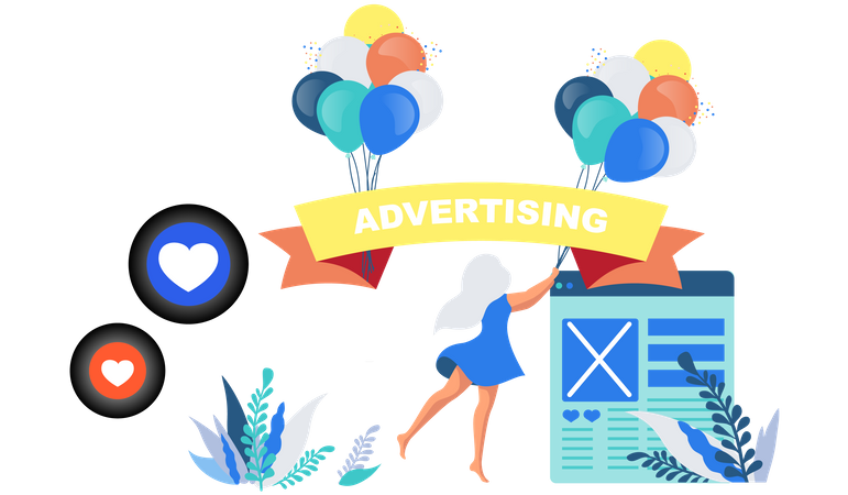 Woman creating social media post Illustration