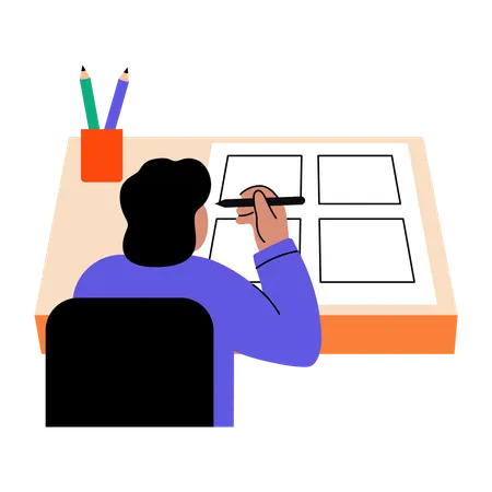 Woman creating storyboard  Illustration