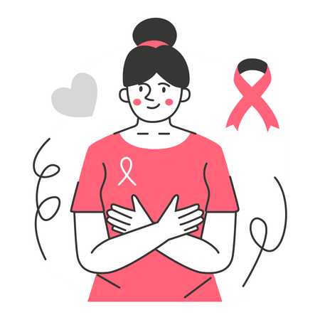 Woman Crossing Arms for Breast Cancer Solidarity  Illustration