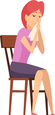 Woman crying at psychological therapy Illustration