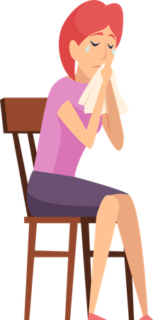 Woman crying at psychological therapy  Illustration