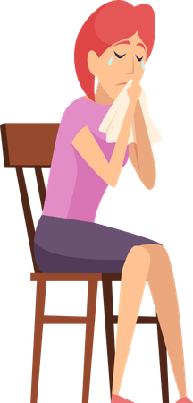 Woman crying at psychotherapist Illustration