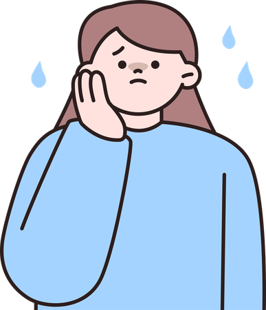 Woman crying with tears  Illustration