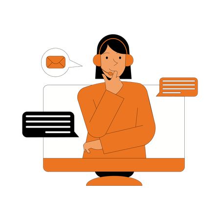 Woman Customer Service Operator  Illustration