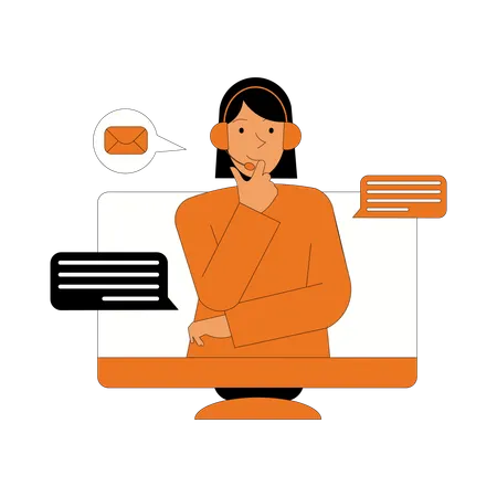 Woman Customer Service Operator  Illustration
