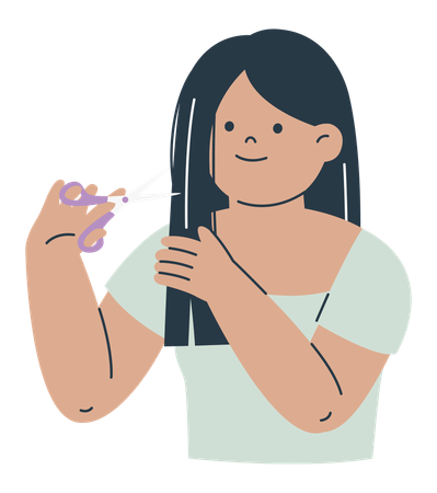 Woman Cutting Hair  Illustration