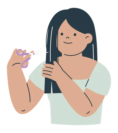 Woman Cutting Hair  Illustration